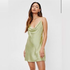 SOLD - NWT NASTY GAL mini silk slip dress